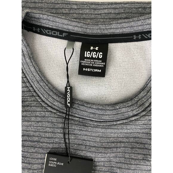 NEW Under Armour Golf Storm Sweater Fleece stripe performance crewneck pullover - Picture 4 of 5